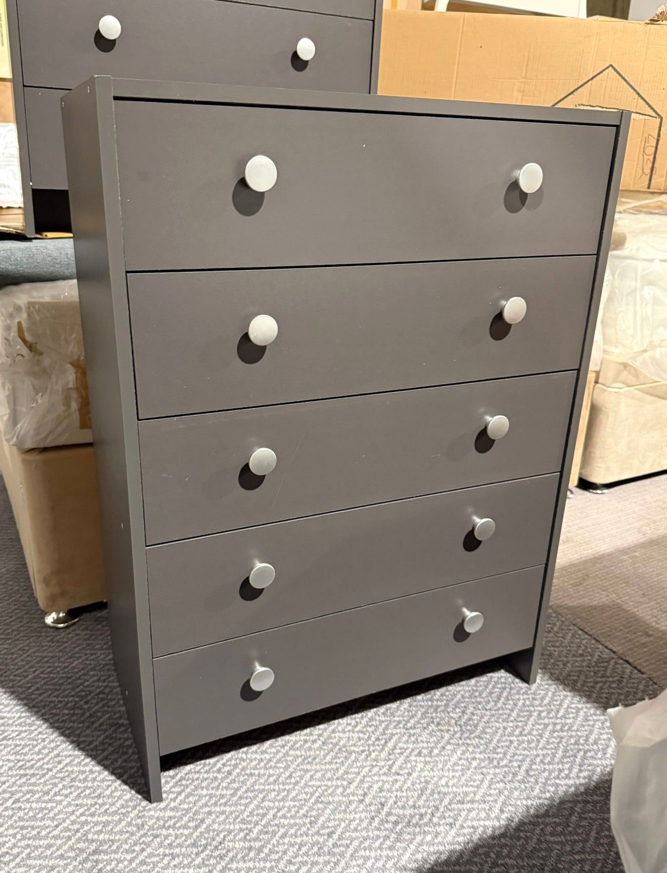 Assembled Seville 5 Drawer Chest - Anthracite